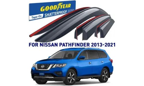 Дефлекторы боковых окон 2013-2021 Nissan Pathfinder, накладные, GoodYear — фото 1
