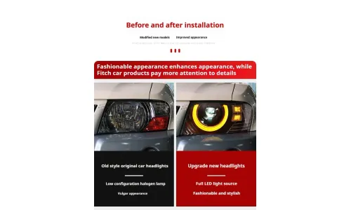 Фары передние LED с ходовыми огнями для Mitsubishi Pajero (2004-2013), комплект, комплект, FT Carlight Carlight — фото 7