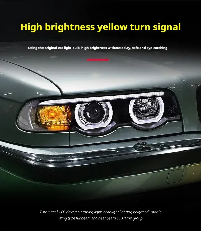 Фары передние LED с ходовыми огнями для BMW 7 E38 (1998-2002), комплект, FT Carlight — фото 3