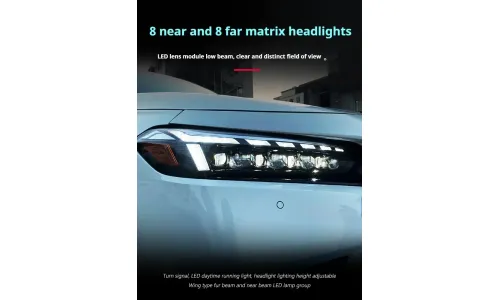 Фары передние LED с ходовыми огнями для Honda Civic 11 (2022-2025), комплект, FT Carlight — фото 2