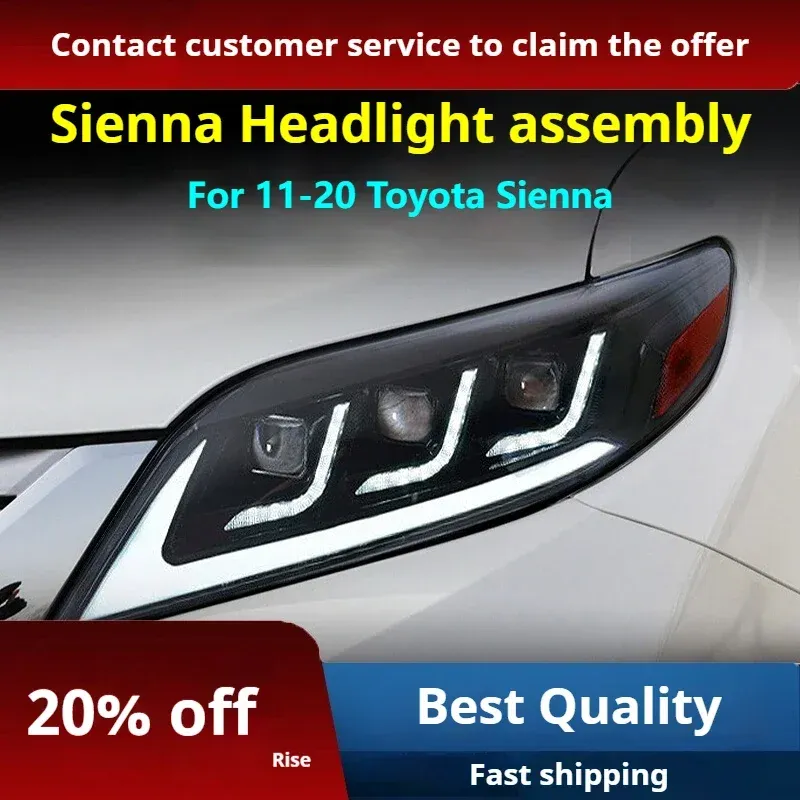 Фары передние LED с ходовыми огнями для Toyota Sienna (2011-2020), комплект, комплект, FT Carlight Carlight — фото 2