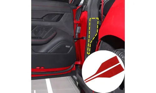 Декоративная наклейка красная дверная стойка из углеродного волокна для Porsche Taycan — фото 1