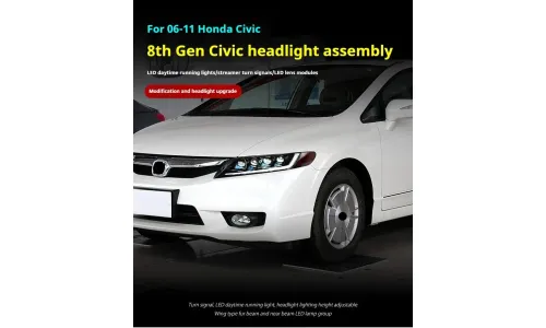Фары передние LED с ходовыми огнями для Honda Civic 8 (2006-2011), комплект, комплект, FT Carlight Carlight — фото 5