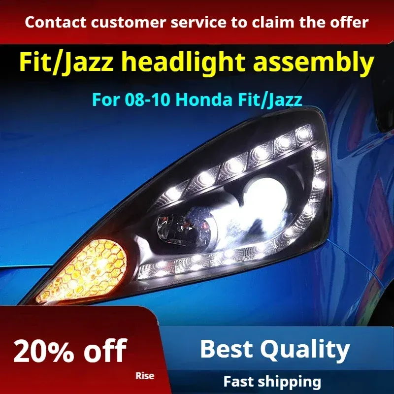 Фары передние LED с ходовыми огнями для Honda Fit Jazz (2008-2010), комплект, комплект, FT Carlight Carlight — фото 2