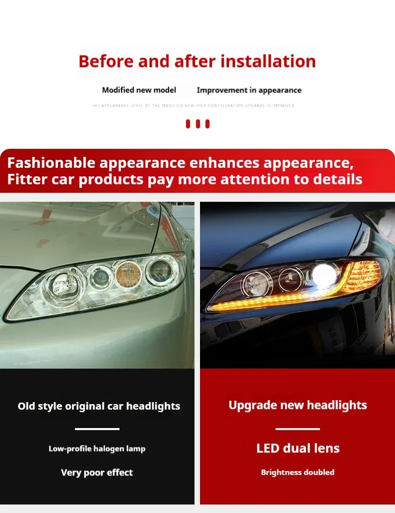 Фары Full LED проектор ДХО для Mazda 6 (2003-2015), комплект, комплект, FT Carlight Carlight — фото 7