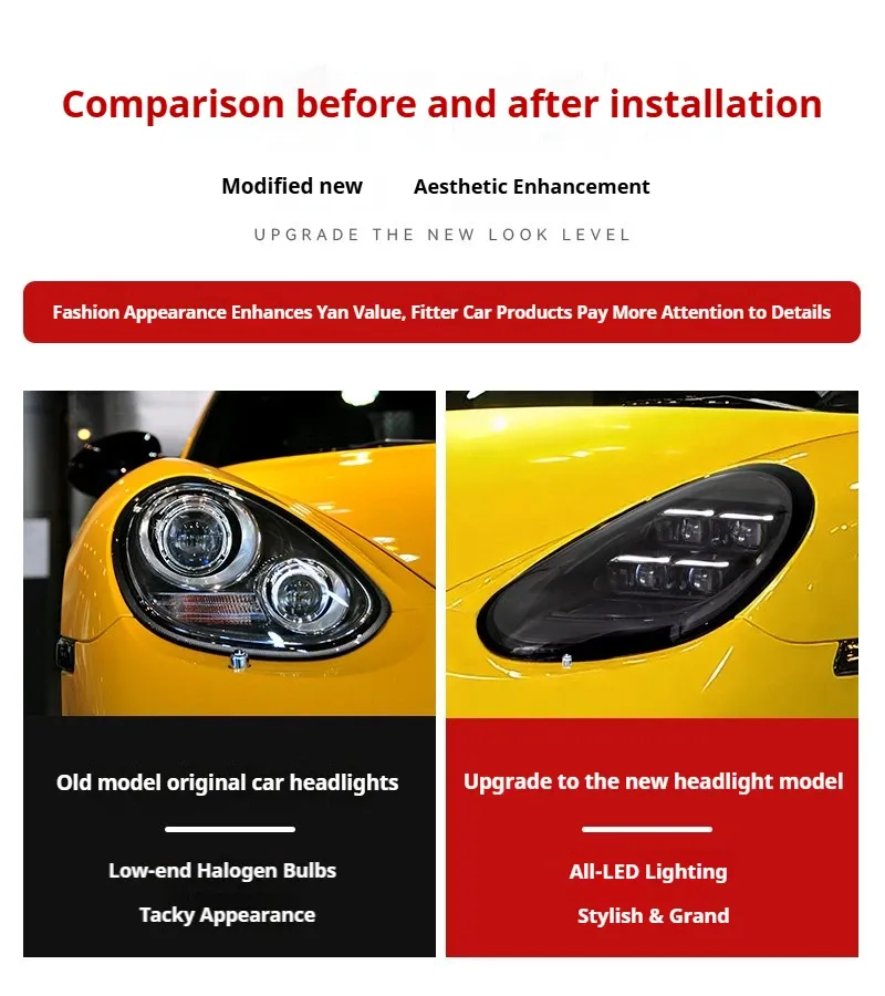 Фары передние LED с ходовыми огнями для Porsche Cayman 987 (2009-2012), комплект, комплект, FT Carlight Carlight — фото 7