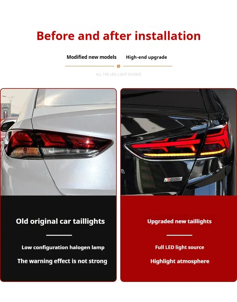 Задние LED-фонари динамический поворотник для Hyundai Sonata 9 (2018-2020), комплект, комплект, FT Carlight Carlight — фото 1