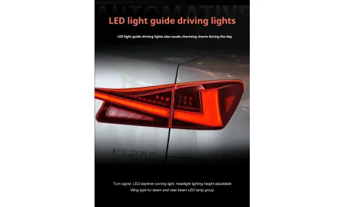 Задние LED-фонари динамический поворотник сквозные для Lexus IS (2006-2012), комплект, комплект, FT Carlight Carlight — фото 4