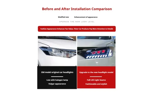 Фары передние LED с ходовыми огнями для Toyota Vios (2014-2016), комплект, комплект, FT Carlight Carlight — фото 7