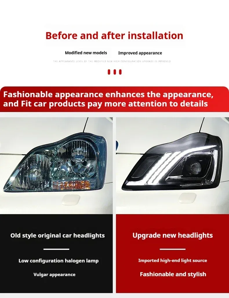 Фары передние LED с ходовыми огнями для Toyota Crown (2003-2009), комплект, FT Carlight — фото 6