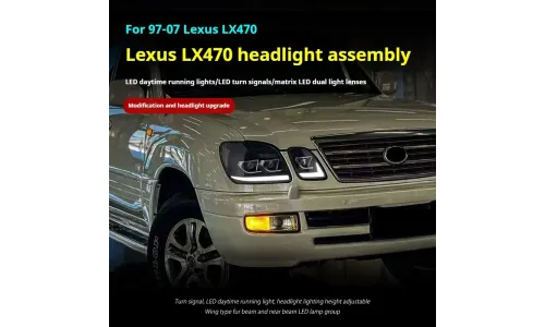 Фары передние LED с ходовыми огнями для Lexus LX470 (1997-2007), комплект, FT Carlight — фото 5