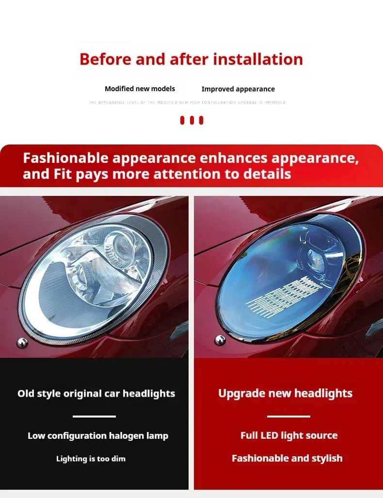 Фары передние LED с ходовыми огнями для Porsche 911 997 (2005-2012), комплект, комплект, FT Carlight Carlight — фото 7