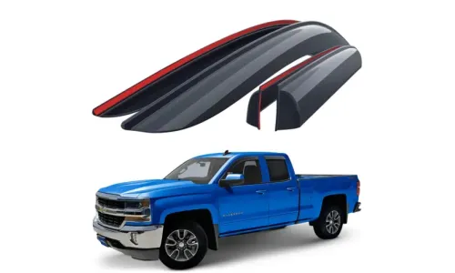 Дефлекторы боковых окон Sun Visors Wind Guards for 2014-2018 Chevrolet Silverado Double Cab, накладные, GoodYear — фото 1