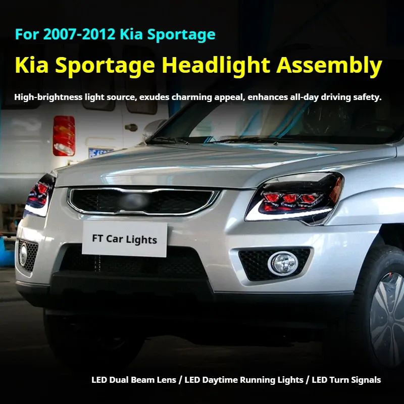 Фары передние LED с ходовыми огнями для Kia Sportage (2007-2012), комплект, комплект, FT Carlight Carlight — фото 5