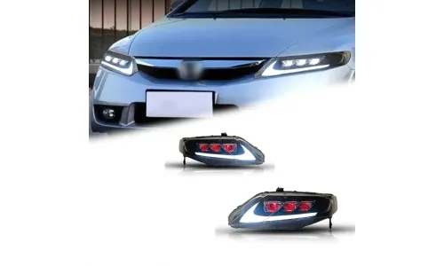 Фары передние LED с ходовыми огнями для Honda Civic 8 (2006-2011), комплект, FT Carlight — фото 1