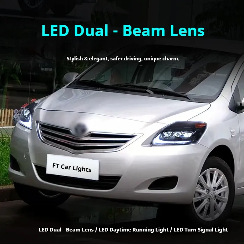 Фары передние LED с ходовыми огнями для Toyota Vios (2008-2013), комплект, комплект, FT Carlight Carlight — фото 4