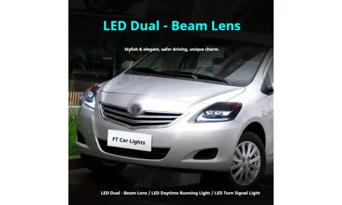 Фары передние LED с ходовыми огнями для Toyota Vios (2008-2013), комплект, комплект, FT Carlight Carlight — фото 4