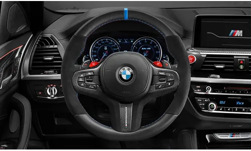 Накладка рулевого колеса M Performance из карбона и алькантары для BMW 5-серии G30/G31, M5 F90, 6-серии GT G32, 8-серии G14/G15/G16, M8 F91/F92/F93, X3 G01/F97, X4 G02/F98, X5 G05/F95, X6 G06/F96 и X7 G07, оригинал — фото 1