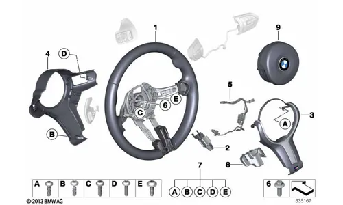 Крышка рулевого колеса задняя для BMW M2 F87, M3 F80, M4 F82/F83, 5-й серии F10 и 6-й серии F06/F12/F13, оригинал — фото 1