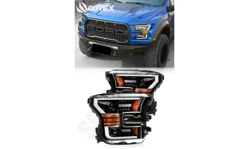 Фары Pro Series Jet Black для Ford F-150 XL/XLT 2015–2017, AlphaRex — фото 1