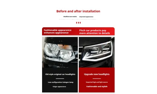 Фары передние LED с ходовыми огнями для VW Multivan Caravelle T5 (2014-2019), комплект, комплект, FT Carlight Carlight — фото 7
