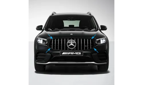 Комплект решетки Panamericana GLB 35 AMG Mercedes-Benz GLB X247 рестайлинг, без Night Package, хром, Distronic Plus 233 — фото 1