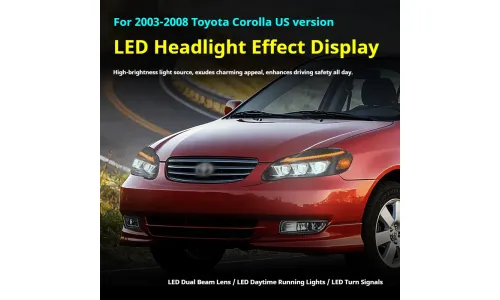 Фары передние LED с ходовыми огнями для Toyota Corolla (2003-2008, США), комплект, комплект, FT Carlight Carlight — фото 5