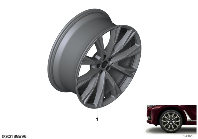 Диск колесный Individual Serie, orbitgrau, 9,5J×22, ET32 для BMW X7 G07, оригинал — фото 1