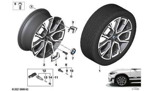 Диск колесный аэродинамический дизайн 919M, Gunmetal Grey, с полированной лицевой поверхностью, 8,0J×19, ET47 для BMW X1 F48 и X2 F39, оригинал — фото 1