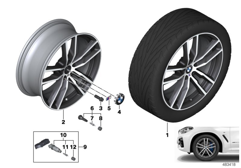 Диск колесный сдвоенные спицы 698M, Ferric Grey, 7,5J×19, ET32 для BMW X3 G01 и X4 G02, оригинал — фото 1