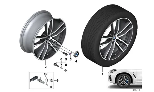 Диск колесный сдвоенные спицы 698M, Ferric Grey, 7,5J×19, ET32 для BMW X3 G01 и X4 G02, оригинал — фото 1