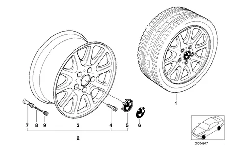 Диск колесный классический дизайн (Styl.25) кованый, 8,0J×16, ET23 для BMW 7-й серии E38, оригинал — фото 1