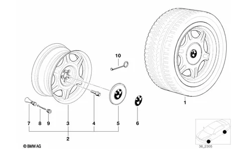 Диск колесный звездообразные спицы (Styl.10), 9,0J×17, ET22 для BMW 5-й серии E34, оригинал — фото 1