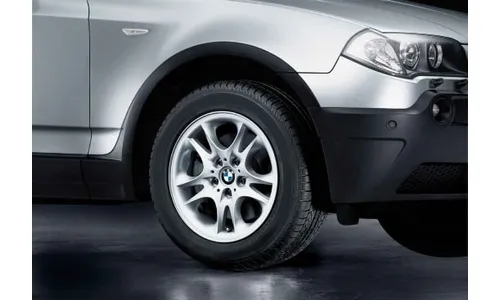 Диск колесный сдвоенные спицы 111, серебристый, 8,0J×17, ET46 для передней или задней оси BMW X3 E83, оригинал — фото 1
