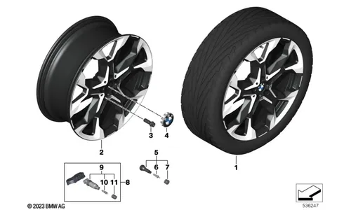 Диск колесный Y-образные спицы 874i, двухцветный (Jet Black, однотонный черный, с глянцево-полированной лицевой поверхностью), 8,0J×21, ET46 для BMW X2 U10, оригинал — фото 1