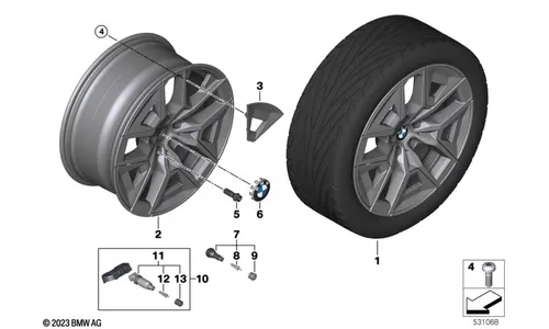 Диск колесный аэродинамический дизайн 934, Lightning Grey, 8,5J×19, ET29 для BMW 5-й серии G60/G60E/G61/G61E, оригинал — фото 1