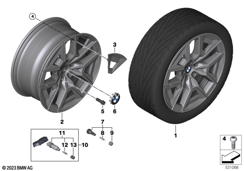 Диск колесный аэродинамический дизайн 934, Lightning Grey, 10,0J×19, ET46 для BMW 5-й серии G61/G61E, оригинал — фото 1