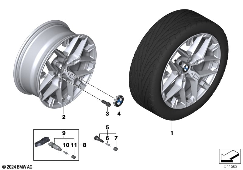 Диск колесный сдвоенные спицы 1039, Refined Silver, серебристый, 7,5J×18, ET25 для BMW 3-й серии G20, оригинал — фото 1