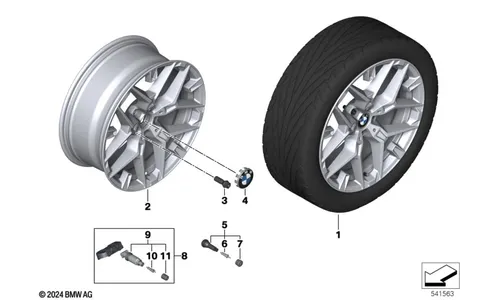 Диск колесный сдвоенные спицы 1039, Refined Silver, серебристый, 7,5J×18, ET25 для BMW 3-й серии G20, оригинал — фото 1
