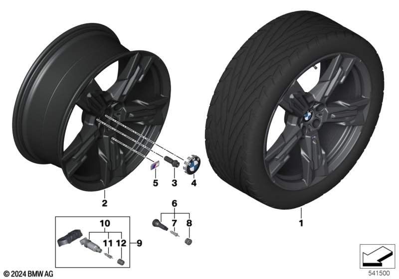 Диск колесный M звездообразные спицы 1037, Jet Black, матовый черный, 10,5J×21, ET44 для BMW X3 G45, оригинал — фото 1