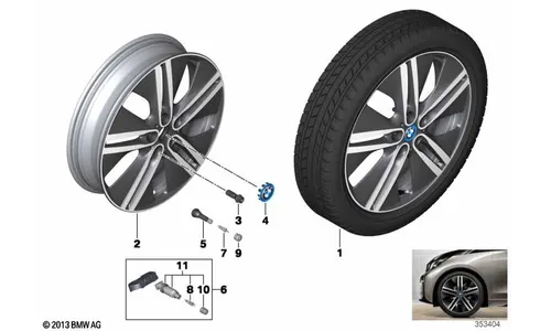 Диск колесный сдвоенные спицы 430, Jet Black, однотонный черный, 5,0J×20, ET43 для BMW i3 i01, оригинал — фото 1