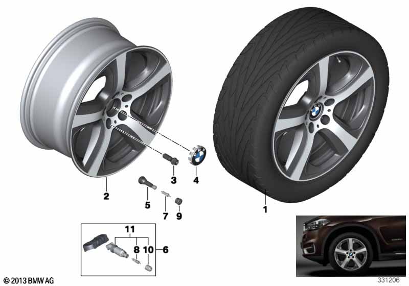 Диск колесный звездообразные спицы 490, серебристый, 9,0J×19, ET18 для BMW X6 F16, оригинал — фото 1