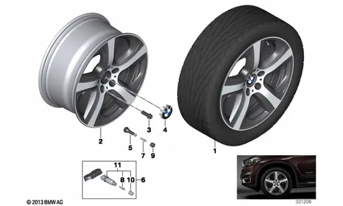 Диск колесный звездообразные спицы 490, серебристый, 9,0J×19, ET18 для BMW X6 F16, оригинал — фото 1