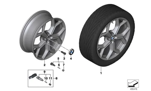 Диск колесный Y-образные спицы 693, Ferric Grey, с полированной лицевой поверхностью, 7,5J×19, ET32 для BMW X3 G01 и X4 G02, оригинал — фото 1