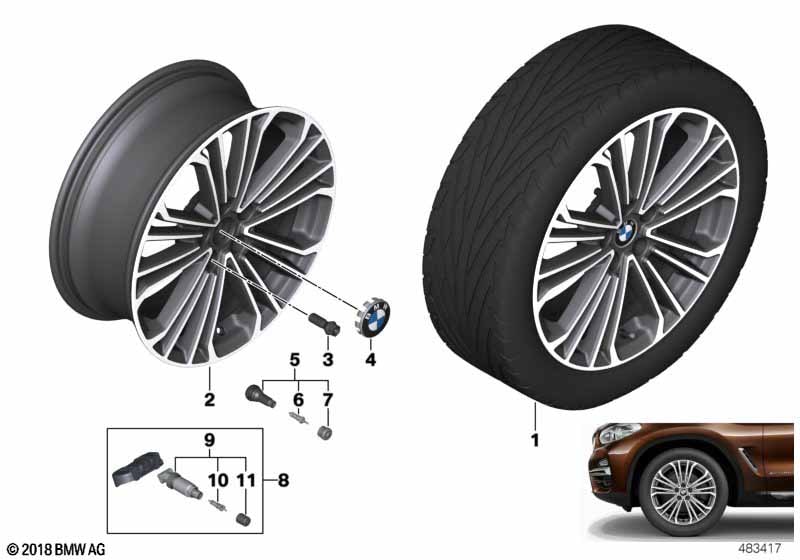 Диск колесный сдвоенные спицы 696, Ferric Grey, 7,5J×19, ET32 для BMW X3 G01 и X4 G02, оригинал — фото 1