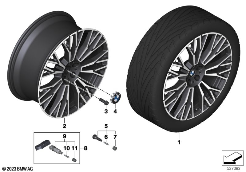 Диск колесный BMW Individual, стиль 745 I многоспицевой, передний 9,5J×22 ET37, Orbit Grey, для BMW X5 G05 и X6 G06, оригинал — фото 1