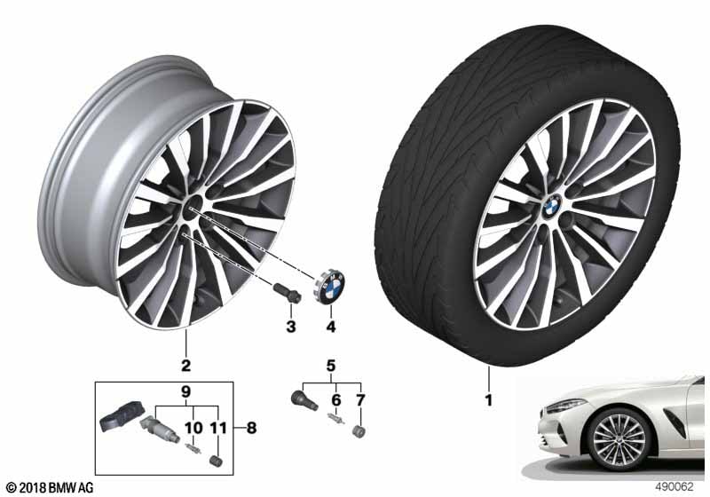 Диск колесный W-образные спицы 731, Ferric Grey, 9,0J×19, ET41 для BMW 8-й серии G14/G15/G16, оригинал — фото 1