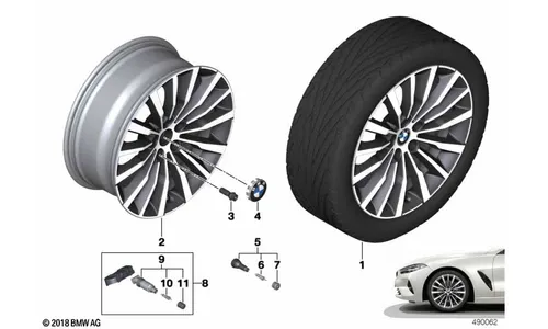Диск колесный W-образные спицы 731, Ferric Grey, 9,0J×19, ET41 для BMW 8-й серии G14/G15/G16, оригинал — фото 1