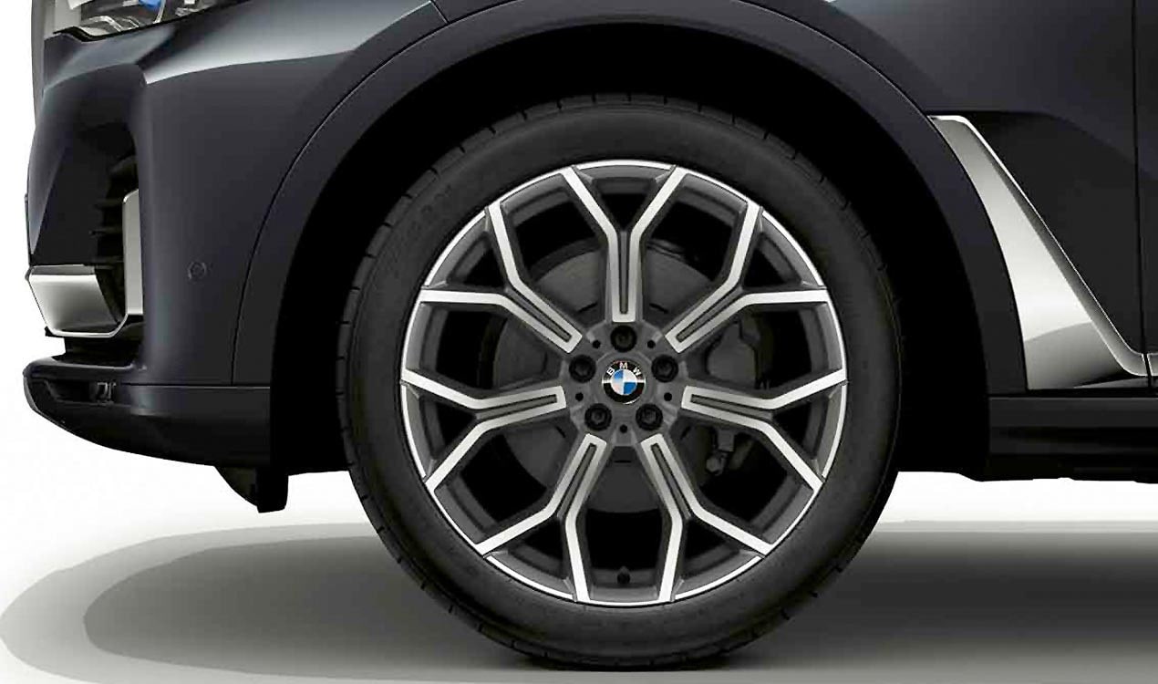 Диск колесный Y-образные спицы 753, Ferric Grey, с полированной лицевой поверхностью, 9,5J×21, ET36 для BMW X7 G07, оригинал — фото 1