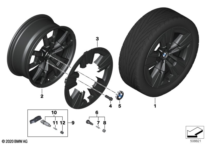 Диск колесный аэродинамический дизайн 842, Jet Black, однотонный черный, 7,5J×19, ET32 для BMW X3 G01 и X4 G02, оригинал — фото 1